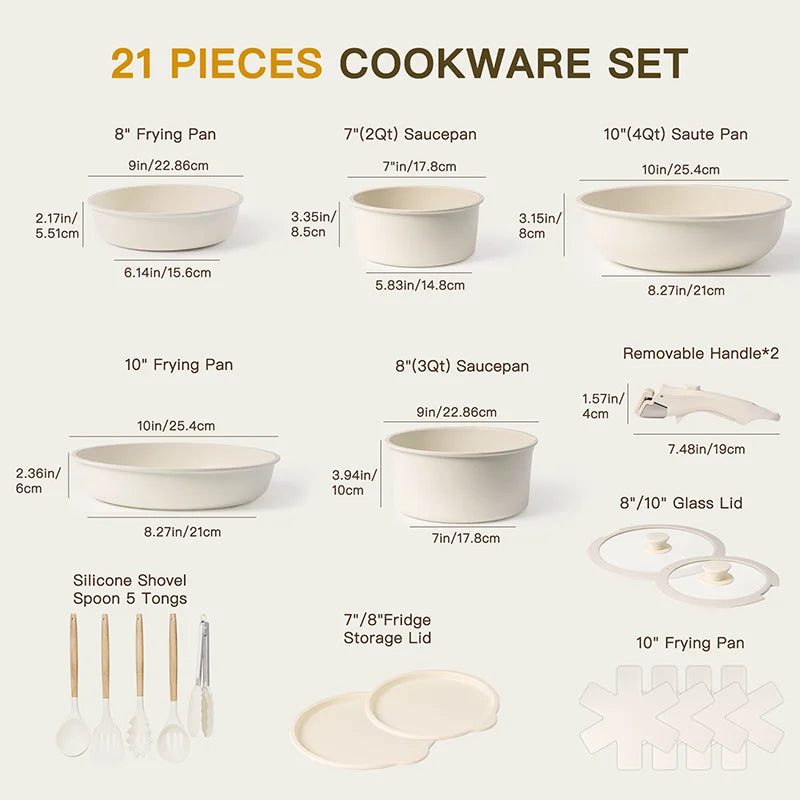 Astercook Ceramic Cookware Set with Sensor Handles