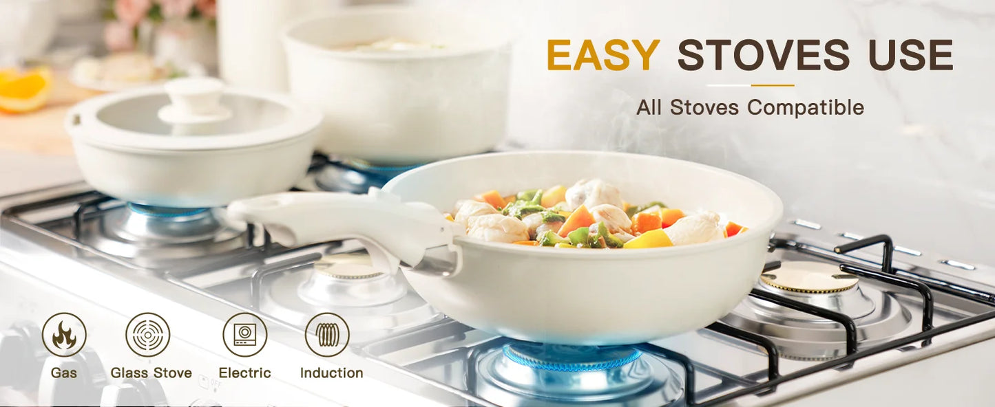 Astercook Ceramic Cookware Set with Sensor Handles