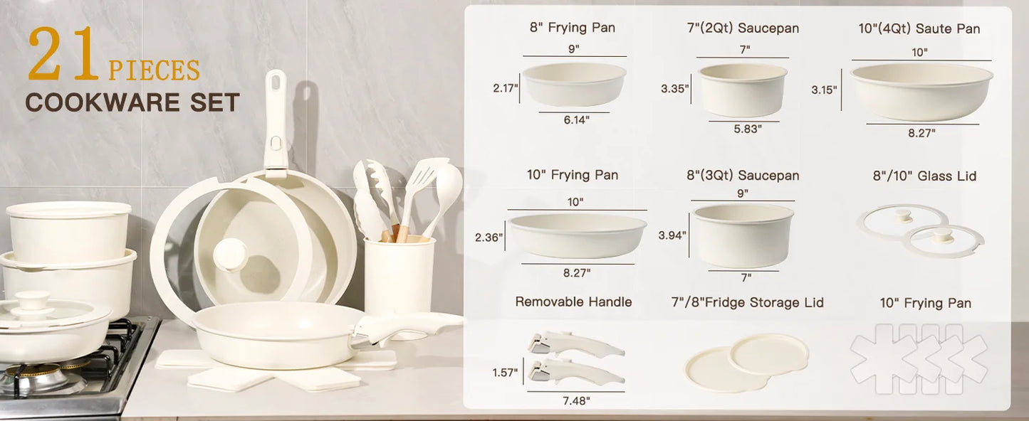 Astercook Ceramic Cookware Set with Sensor Handles