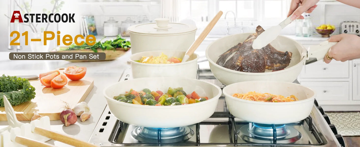 Astercook Ceramic Cookware Set with Sensor Handles