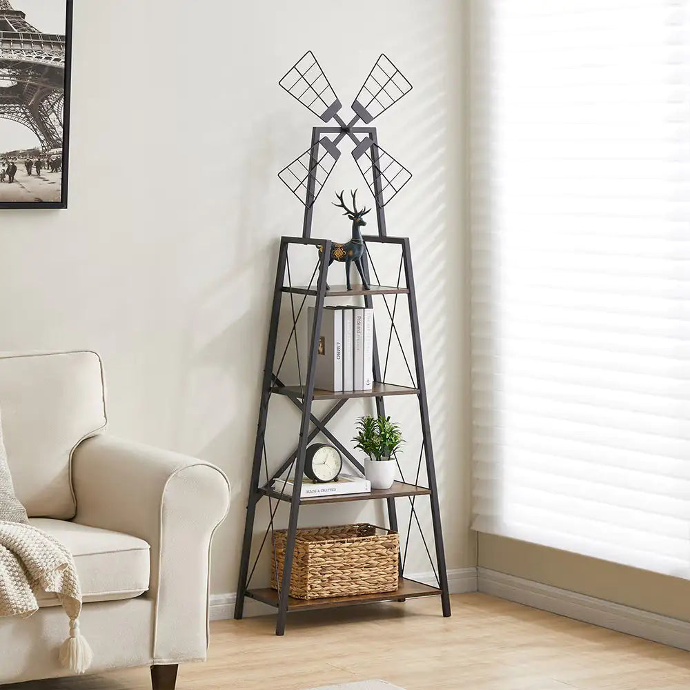 4-Tier Display Storage Shelves With Metal Frame