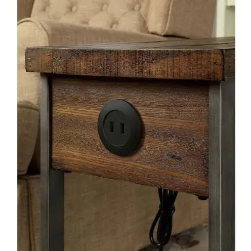 Rustic Chic Oak USB Side Table