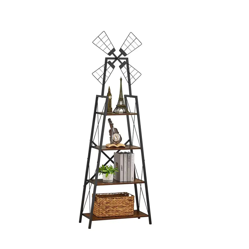 4-Tier Display Storage Shelves With Metal Frame