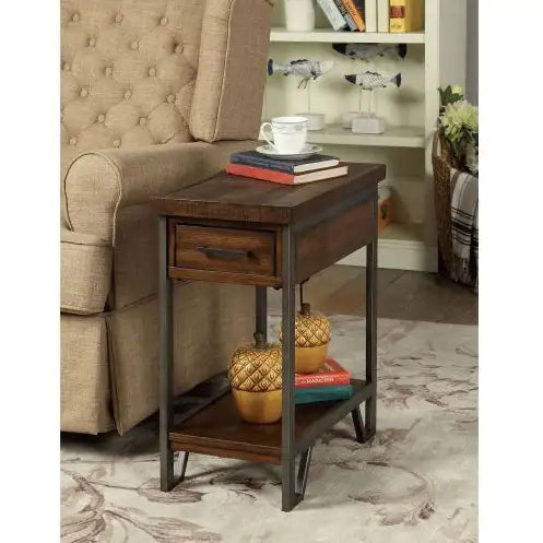 Rustic Chic Oak USB Side Table