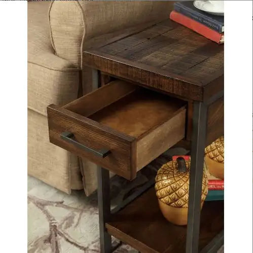 Rustic Chic Oak USB Side Table