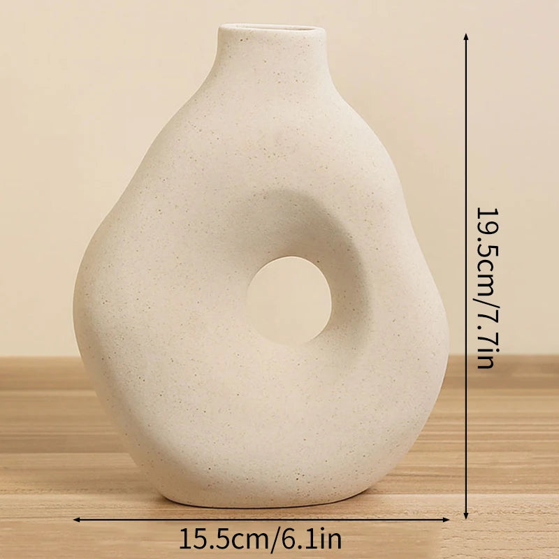 Nordic Circular Hollow Ceramic Vase