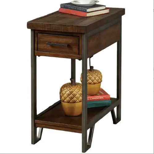 Rustic Chic Oak USB Side Table