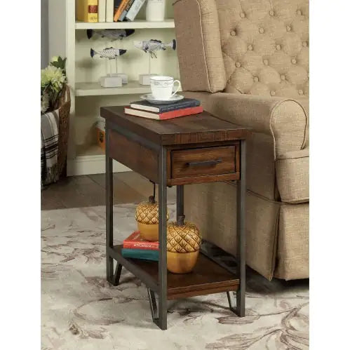 Rustic Chic Oak USB Side Table