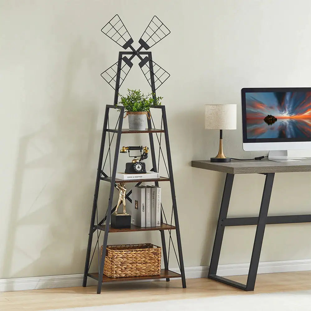 4-Tier Display Storage Shelves With Metal Frame