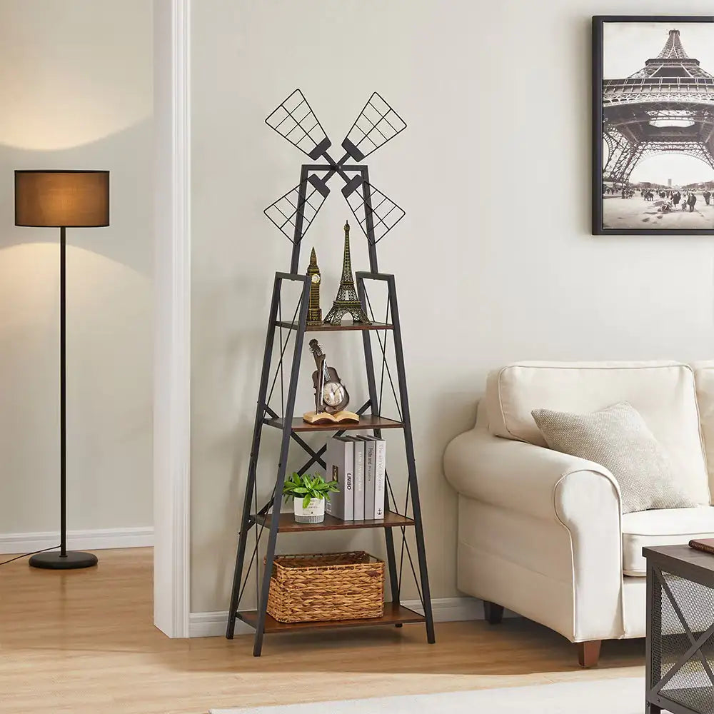 4-Tier Display Storage Shelves With Metal Frame