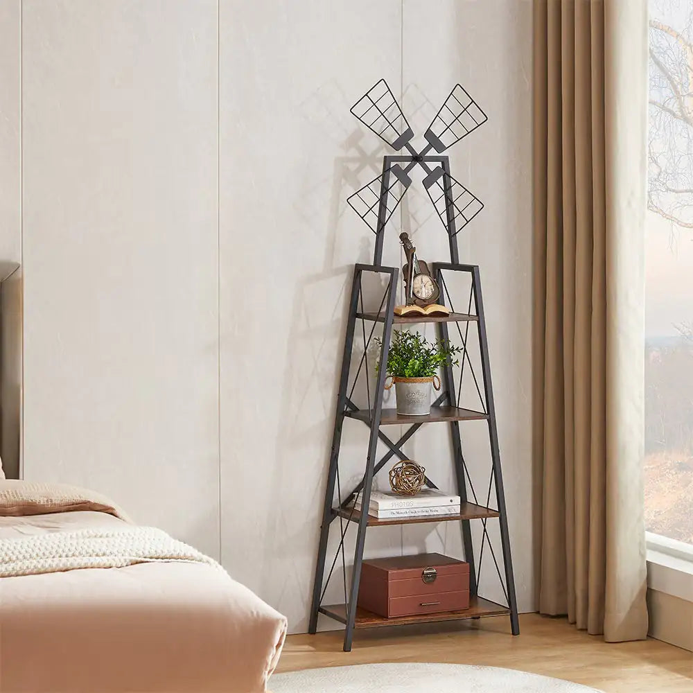 4-Tier Display Storage Shelves With Metal Frame