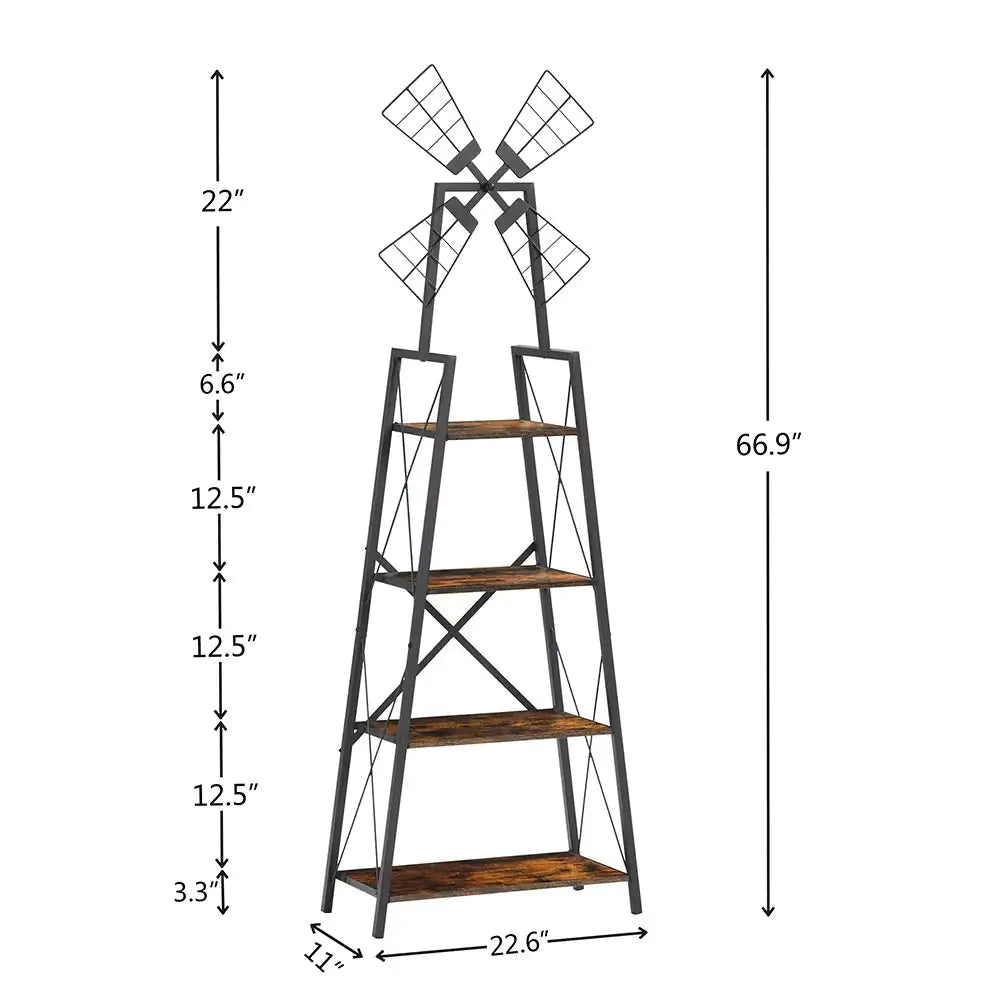 4-Tier Display Storage Shelves With Metal Frame