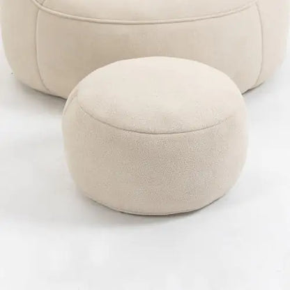 Deluxe Foam Bean Bag Chair with Footrest- Beige