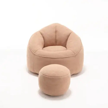 Deluxe Foam Bean Bag Chair with Footrest- Tan