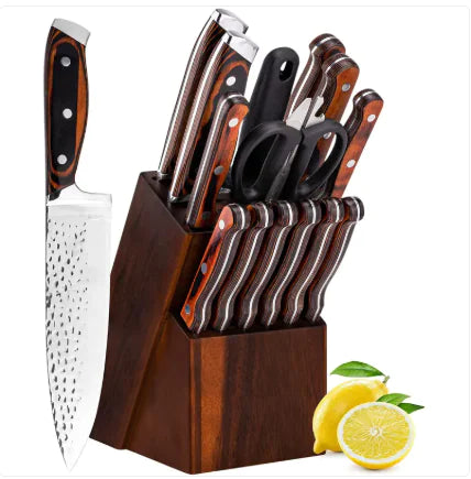 Set Of 15 Hammered And Forged Chef's Knives