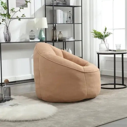 Deluxe Foam Bean Bag Chair with Footrest- Tan