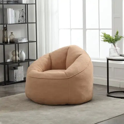 Deluxe Foam Bean Bag Chair with Footrest- Tan