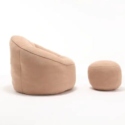 Deluxe Foam Bean Bag Chair with Footrest- Tan