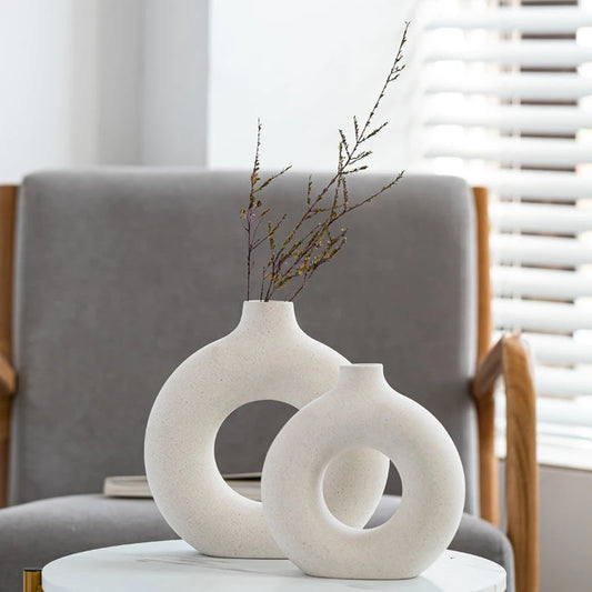 Nordic Circular Hollow Ceramic Vase
