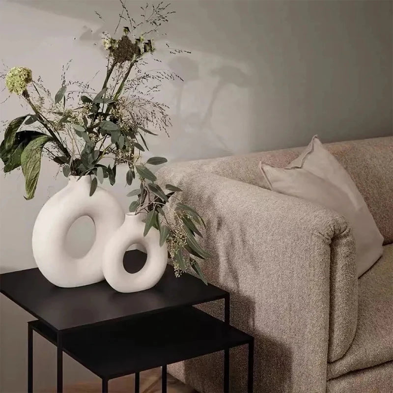 Nordic Circular Hollow Ceramic Vase