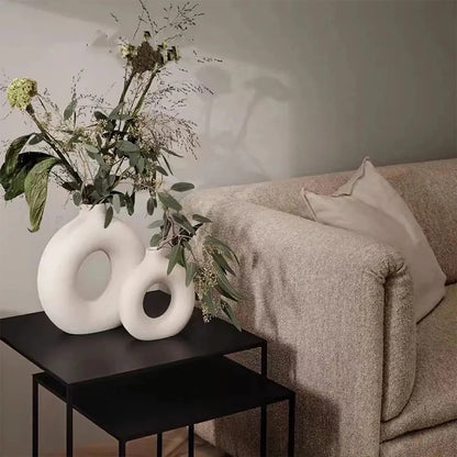 Nordic Circular Hollow Ceramic Vase
