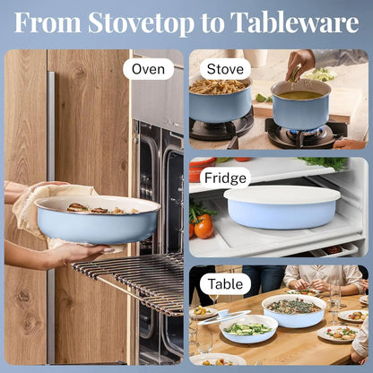 18 Pc Removeable Handle Pots and Pans Set Non Stick