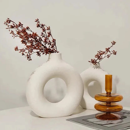 Nordic Circular Hollow Ceramic Vase