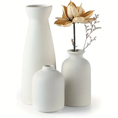 Set of 3 Ceramic Vase, Flower Vases For Rustic Home Decor