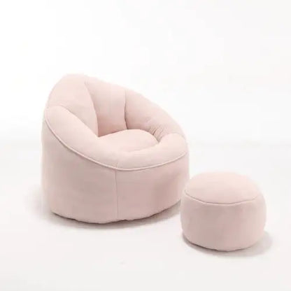 Deluxe Foam Bean Bag Chair with Footrest- Pink