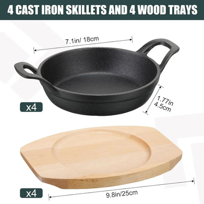 4 Sets Mini Cast Iron Skillet