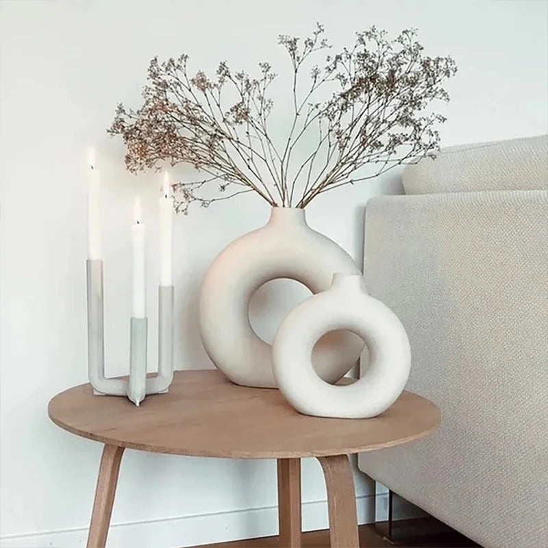 Nordic Circular Hollow Ceramic Vase