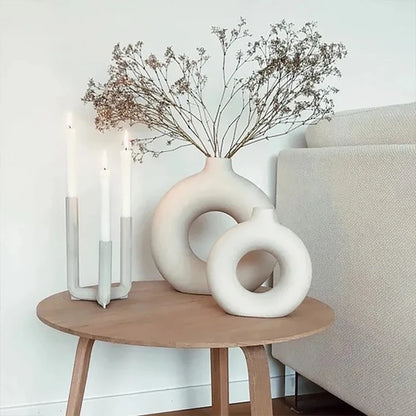 Nordic Circular Hollow Ceramic Vase