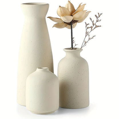 Set of 3 Ceramic Vase, Flower Vases For Rustic Home Decor