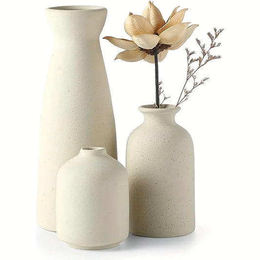 Set of 3 Ceramic Vase, Flower Vases For Rustic Home Decor
