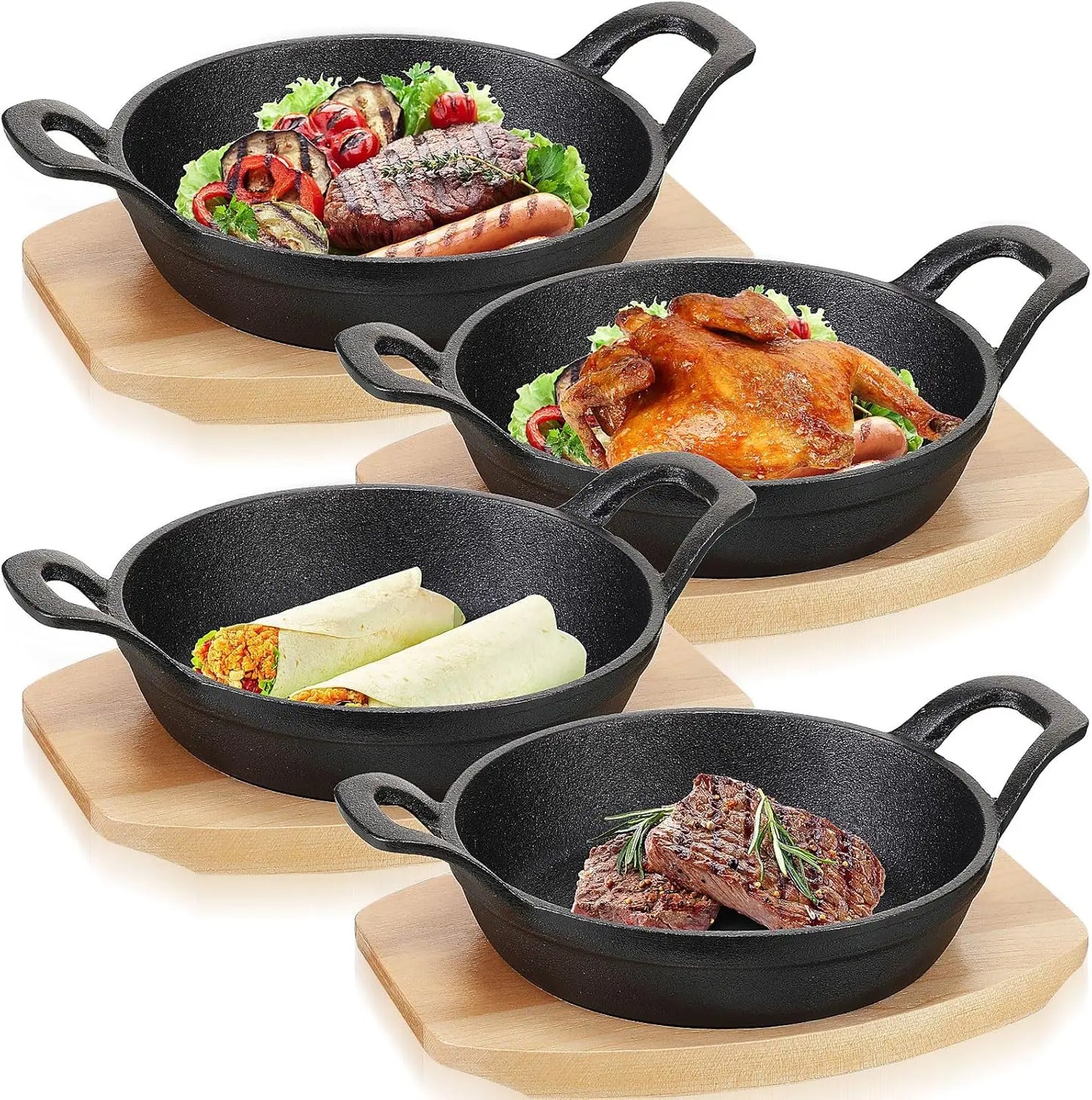 4 Sets Mini Cast Iron Skillet