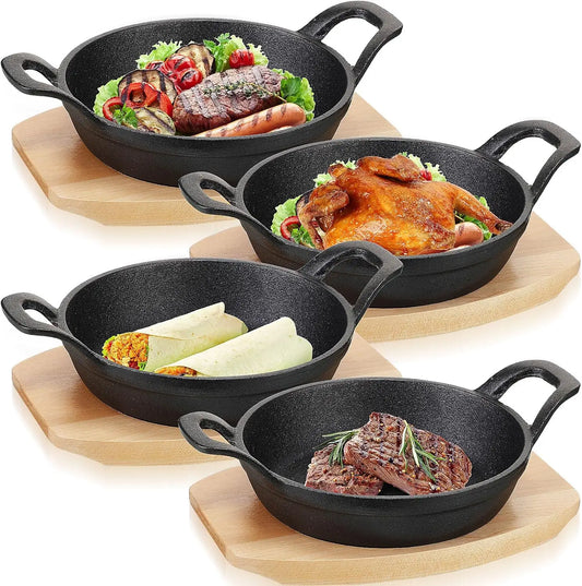 4 Sets Mini Cast Iron Skillet