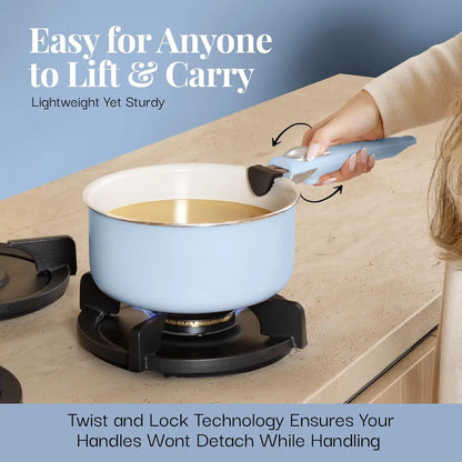 18 Pc Removeable Handle Pots and Pans Set Non Stick