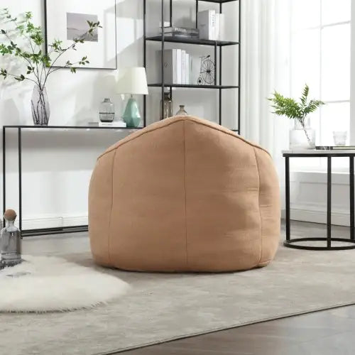 Deluxe Foam Bean Bag Chair with Footrest- Tan