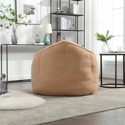 Deluxe Foam Bean Bag Chair with Footrest- Tan