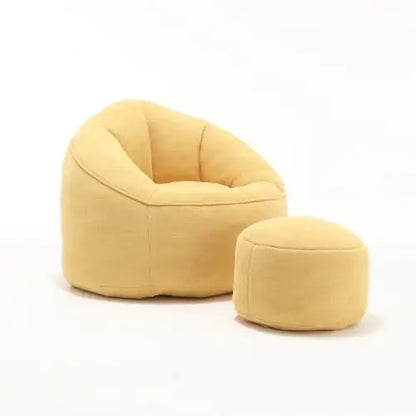 Deluxe Foam Bean Bag Chair with Footrest- Yellow