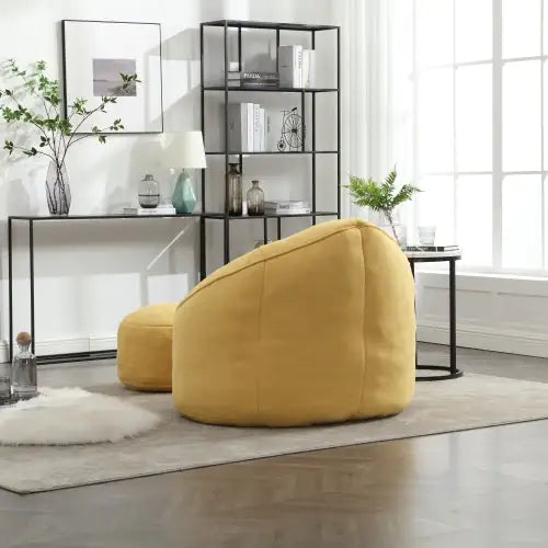Deluxe Foam Bean Bag Chair with Footrest- Yellow