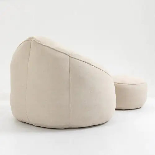 Deluxe Foam Bean Bag Chair with Footrest- Beige