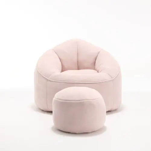 Deluxe Foam Bean Bag Chair with Footrest- Pink