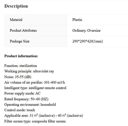 Formaldehyde Removal Air Purifier For Household