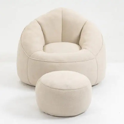 Deluxe Foam Bean Bag Chair with Footrest- Beige