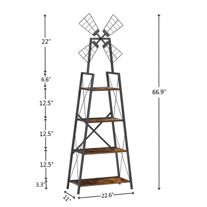 4-Tier Display Storage Shelves With Metal Frame