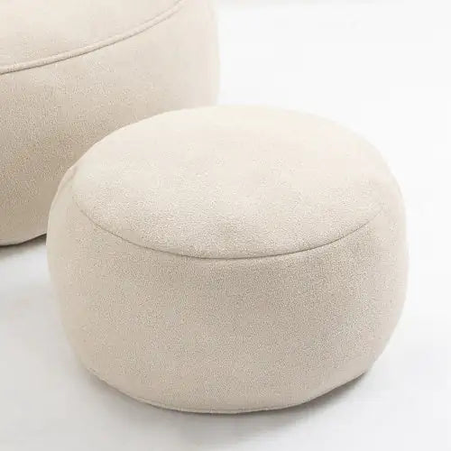 Deluxe Foam Bean Bag Chair with Footrest- Beige